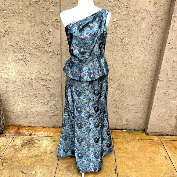 David Meister Dresses David Meister Oneshoulder Floral Gown